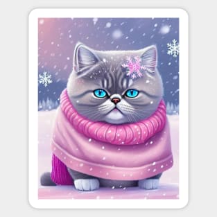 Funny Fat British Shorthair Art Sticker